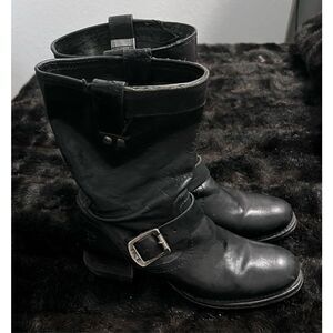 Frye Veronica Short Moto Biker Leather Boot - Black - Size 6.5 boots slouch
